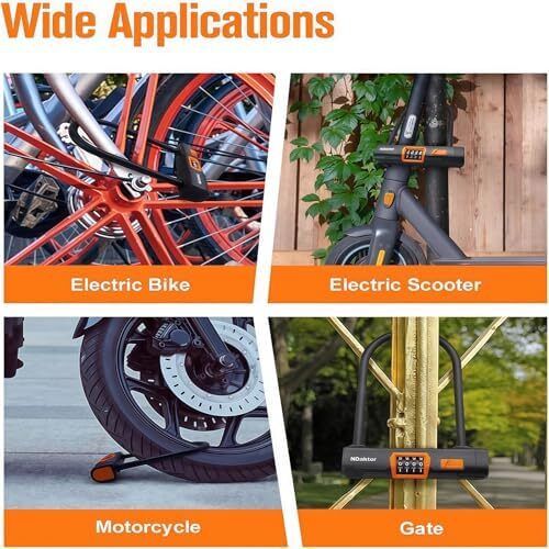 Combo Bike d Lock, Heavy Duty Combination d Locks for Bicycles with 5Ft Steel Cable, 14.6mm Shackle High Security Bike Lock, Large Bike U Lock for Ebike, Electric Bike, Scooter, Motorcycle