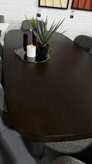 Dark Brown Oak Dining table 210cm Ex Display Like New
