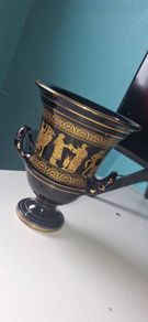Vintage Greek Handmade Cobalt Blue 24k Hold Trim Vase