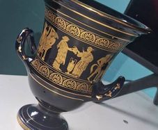 Vintage Greek Handmade Cobalt Blue 24k Hold Trim Vase