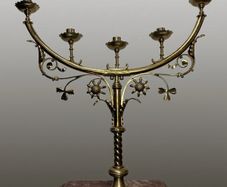 Early 20th Century Large Brass Five-Arm Candelabra