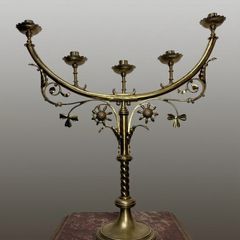 Early 20th Century Large Brass Five-Arm Candelabra