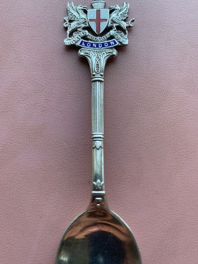 Sterling Silver London Souvenir Spoon Two Dragons and Red Cross