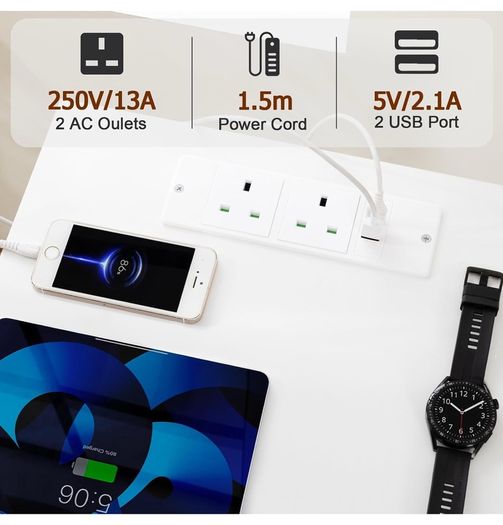 Bedside Table Set of 2, Side Table with Charging Station and Led Lights