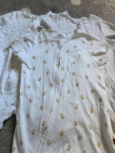 3 x Double zipper Rompers / Short Sleepsuits / Babygros (9-12 months)
