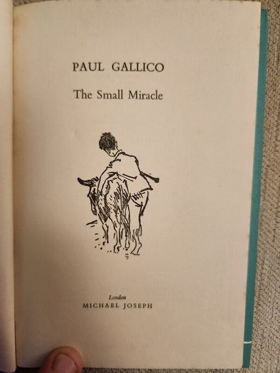 Paul Gallico books. Flowers  for Mrs Harris, Thomasina, and The small miracle. All hardback with dustjacket in good condition. Thomasina is a first edition.35