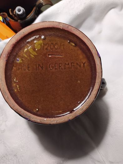 German Mid century unusual Glaze 2 handled ceramic