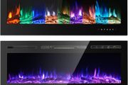 NEW SALE | Electric Fireplace Touch Screen Glass Panel Colorful Flame Insert Wall Mounted Heater Remote Control