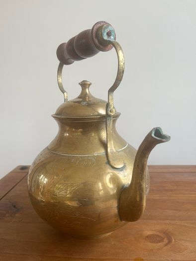 Large vintage brass kettle