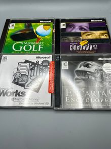 Microsoft Windows 95 CD ROM Bundle-Money, Works-98 Encarta-Cinemania 97-MS Golf