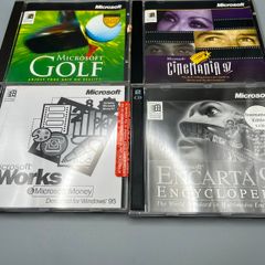 Microsoft Windows 95 CD ROM Bundle-Money, Works-98 Encarta-Cinemania 97-MS Golf