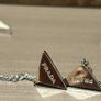 Prada Triangle Sterling Silver Chain Drop Earrings Image 10