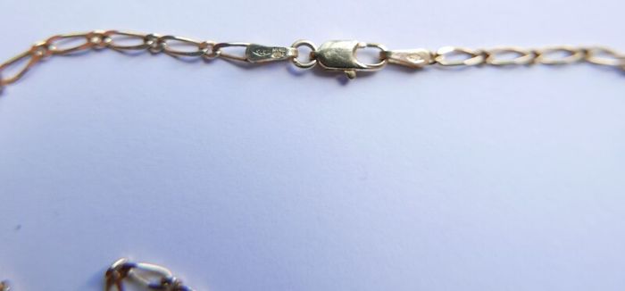 Vintage Solid 9Ct Yellow Gold 375 Figaro Necklace Chain ,  length 16" - 3,7g