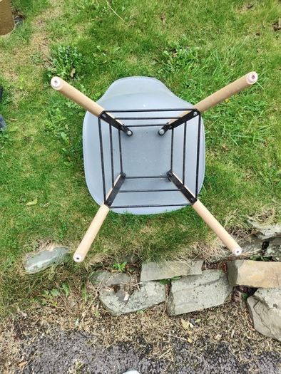 Grey plastic dining chairs