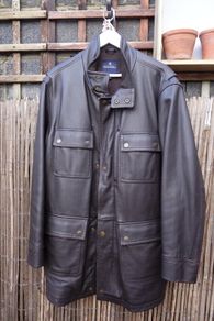 Brooks Brothers Brown Leather Coat, wool/cashmere lining