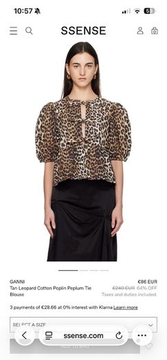 GANNI leopard print bow top