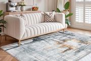 Area Rug Living Room Rugs Grey Modern Luxury Rug Soft Short Pile Carpet Modern Style Decorative Rugs for Living Room Bedroom (Grey/gold, 120 x 160 cm)