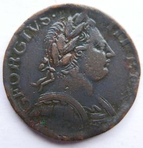 George Iii 1775 Non Royal Evasion Cuivre Demi-penny