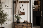 Industrial Hallway Coat Rack with Shoe Storage Bench and 9 Hooks