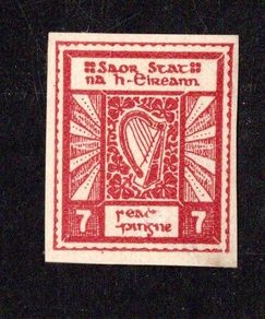 1922 Ireland O'Loughlin Murphy & Boland 7d Red Imperf Essay fine mounted mint