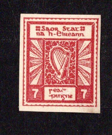 1922 Ireland O'Loughlin Murphy & Boland 7d Red Imperf Essay fine mounted mint
