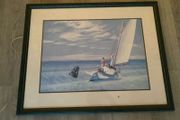 Framed Edward Hopper "Ground Swell" Sailing Print