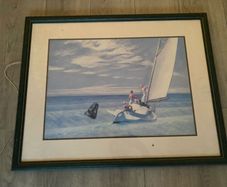 Framed Edward Hopper "Ground Swell" Sailing Print