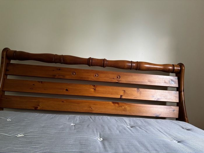 Pine king size sleigh bed with Respa mattress good condition