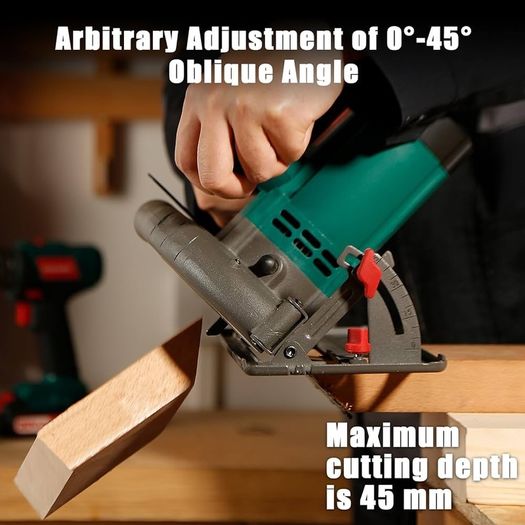 SALE | Circular Saw, 1300W HYCHIKA Electric Saw 4500RPM, High Power Motor, 24T Blade(185mm), Cutting Depth 65mm (90 degree), 45mm (45 degree), Safety Switch, Dust Extraction, for Wood/Plastic Cutting