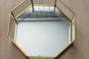 Hexagonal gold mirrored tray