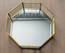 Hexagonal gold mirrored tray