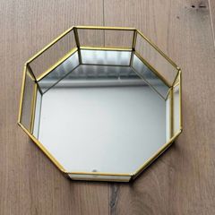 Hexagonal gold mirrored tray