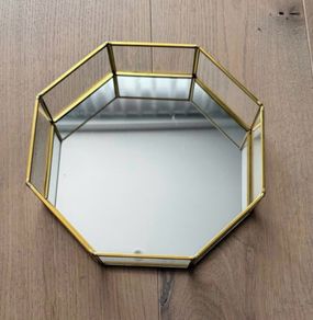 Hexagonal gold mirrored tray