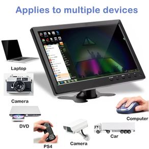 10.1" LCD HD Monitor Mini TV & Computer Speaker HDMI VGA Display Color Screen Car Backup Camera & Home Security System