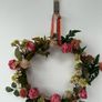 Handmade Rattan Wreath with Pink Roses & Dried Botanicals, 35-inch Image 9