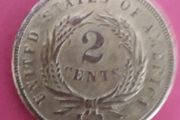 U.S.A.1864 2 Cents  Coin in Extremely Fine condition