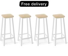 Bar Stools Square Base Set of 4,Tall Breakfast Bar Stools with Footrest for Kitchen