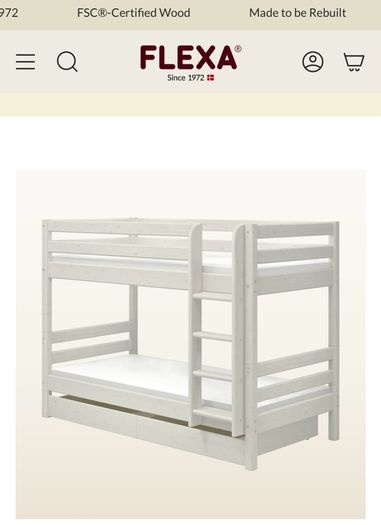 Flexa Bunk Bed - Bunk Bed 154 Cm With Pull-out Drawer, Ladder And Safety Rail, 90 X 200 Cm, White