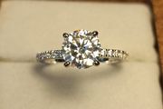 Rhodium Plated Sterling Silver 2ct  Moissanite Solitaire Ring