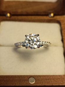 Rhodium Plated Sterling Silver 2ct  Moissanite Solitaire Ring
