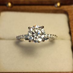 Rhodium Plated Sterling Silver 2ct  Moissanite Solitaire Ring