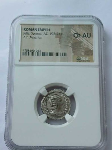 Roman Coin - Julia Domna Denarius - NGC Graded CH AU