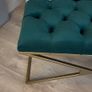 Green Velvet Bench with Gold X-Frame Image 2