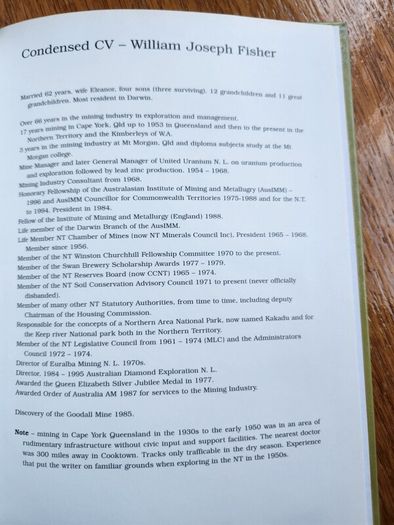 Trials And Triumphs In The Northern Territory And Northern Australia.   From Cape Yorkto The Kimberleys 1954-2002.by Joe Fisher. Signed First Edition Large Volume Hardback In Very Good Condition.