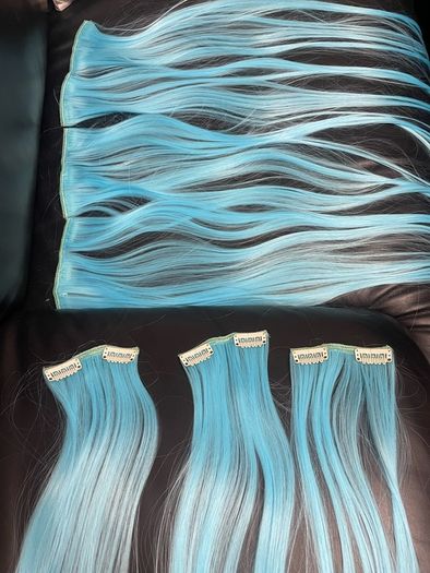 Sky Blue Ombre Clip In Hair Extensions