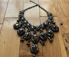 Statement Black silver effect necklace- Edwardian style