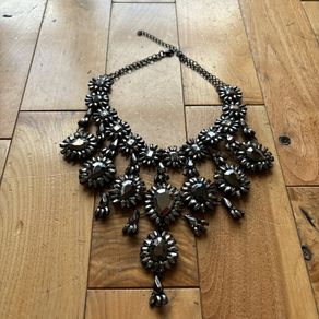 Statement Black silver effect necklace- Edwardian style