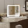 Lighted Vanity Mirror - 62x52cm Large Makeup Mirror with 3 Color Modes, Dimmable Brightness, Smart Touch, Memory Function, Wall Mounted/Tabletop, Metal Frame, USB Port for Bedroom Image 8