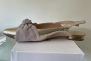 Nicky Hoyne Gold flat sling backs