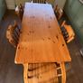 Soid Pine kitchen table and 6 chairs, 2 are 'Carvers' (with arms) and 4 are standard. Image 3